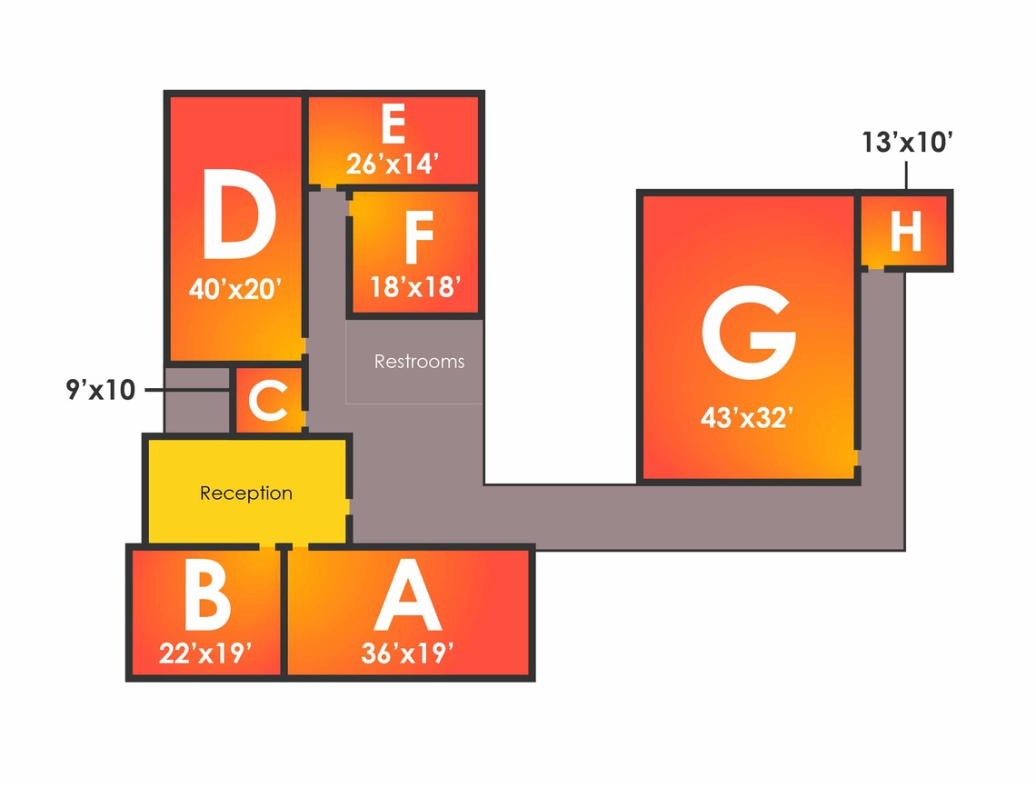 Layout of Rehearsal Studios at Sunlight Studios in NYC